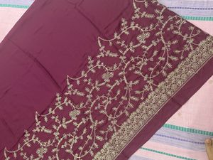 Satin Embroidery Saree
