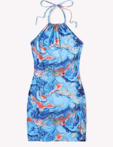 Blue Marble Halter Dress