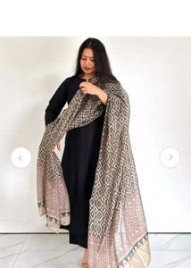 Black Kurti with Printed Scarf