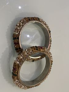 Beautiful Jaipuri Kade with pearl and multicolour stones