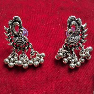 Peacock Silver Earrings