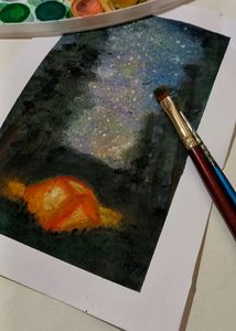 Camping Under Stars Watercolor Painting * 100 Rs For A5 Size *