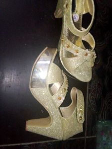 Golden High Heel Sandals