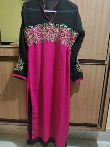 Elegant Pink & Black Kurta