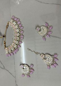 Pink Stone Kundan Jewelry Set