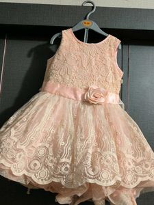 Net Frock With Thread Work For Girls
