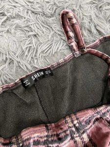 Imported Pink Plaid Velvet Mini Dress