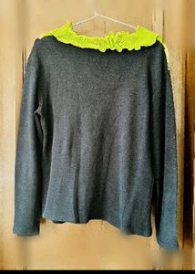 Embroidered Green Accent Top