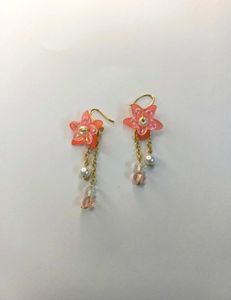 Handmade Floral Drop Earrings with Pearls & Beads