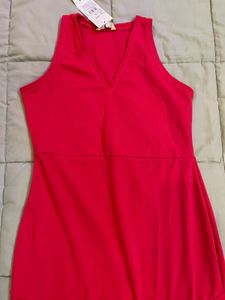 AND Women Red Solid Paneled A-Line Dress