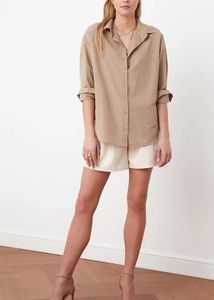 Oversized Beige Button-Up Shirt By Trendyol Size S