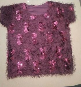 Sequence Fur Stoles Fancy Crop Top For Girls
