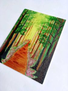 Green Forest View Hand-painted Painting