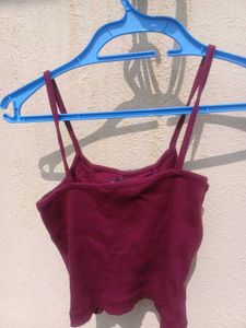 Ribbed Burgundy Crop Tank Top