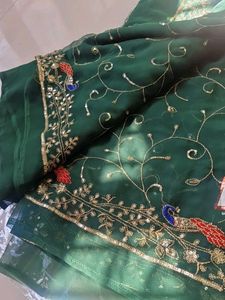 Rajputi chiffon New dark green Saree