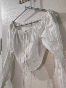 White Corset Peasant Top