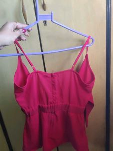 Cute Red Tie-Front Top