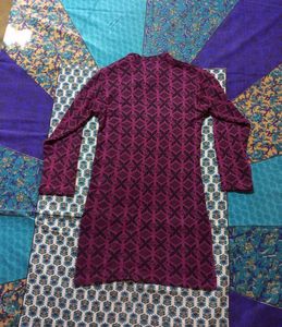 Patterned Purple Knit winter wear kurta