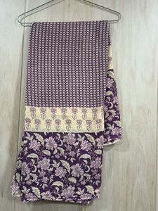 Purple Floral Print Cotton Suit Set