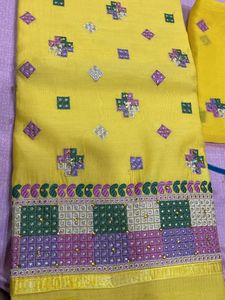 Haldi Look Multicolour Thread Lightly Stone Full