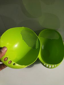 2 Pcs-Virgin Rice Bowl Durable Plastic Strainer ,Water Strainer | Vegetable &amp; Fruits Washing Bowl