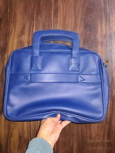 Sleek Blue Vegan Leather unused Laptop Briefcase -