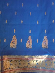 Kanjeevaram Blue Silk Saree with Gold Detailing