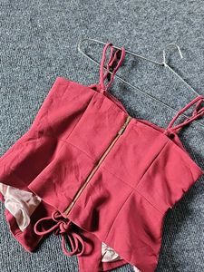 Red Corset Style Crop Top