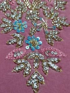 Pink Hand Work Suit Riyon Bottom