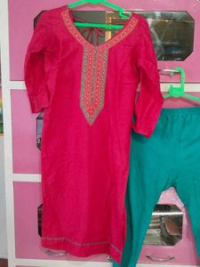 Pink &amp; Sky Kurti,Lagins With Dupatta