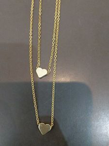Gold-toned Heart &amp; Circle Necklaces