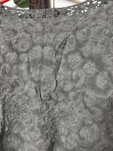 Gray Lace Peplum Top