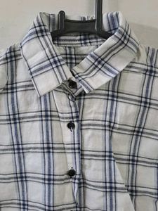 White Striped Crop Shirt