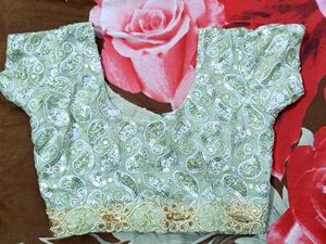 Embellished Mint Green Fully Stiched Saree