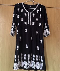 Black Embroidered Kurti Cord Set