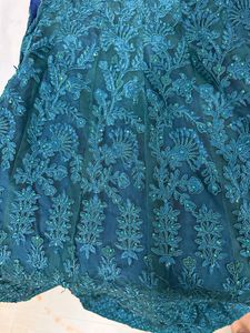 Dark Turquoise Lehnga With Net Dupptta