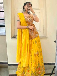 Yellow Embroidered Lehenga Choli