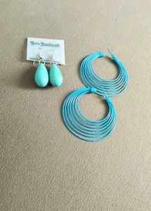 Turquoise Drop & Hoop Earring Set
