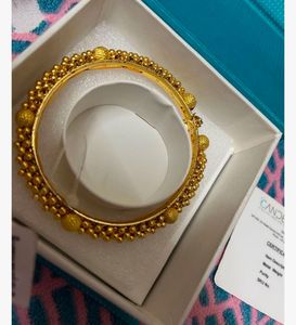 Candere Gold Beaded Openable Bangle Braclet