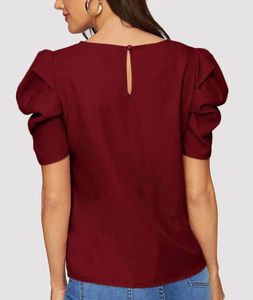 Chic Maroon Puff Sleeve Top