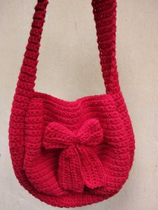 Red Crocheted Bow Purse
