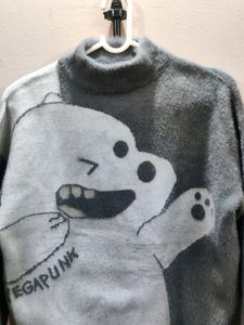 imported Retro cartoon bear fluffy knitwear sweate