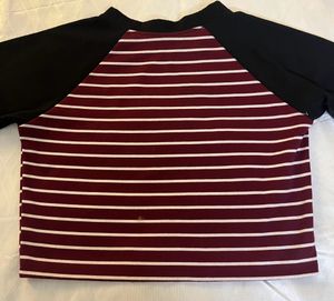 Striped Red Full Sleeve Crop Top