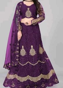 Self Design Embroidered Semi Stitched Lehenga Chol