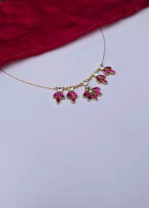 Pink invisible kundan Necklace