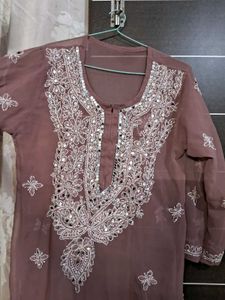 Mesh Long Kurti With Mirror Work