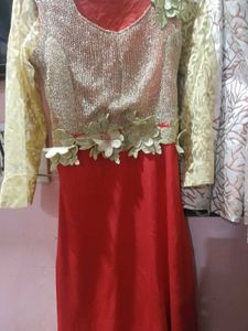 Elegant Red &amp; Gold Ethnic Gown