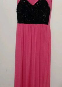Pink & Black Sequin Maxi Dress