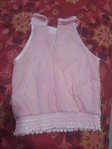 Preloved Shimmer Baby Pink High Neck Top