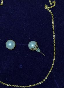 Pearl Earrings and Chain Set